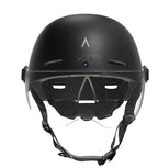 Black helmet with visor.