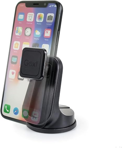 Magnetic phone car holder with phone.