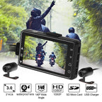 Motorcycle HD Dash Cam Recorder with specifications.