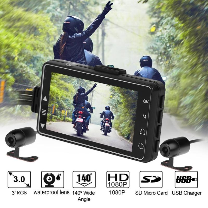 Motorcycle HD Dash Cam Recorder with specifications.