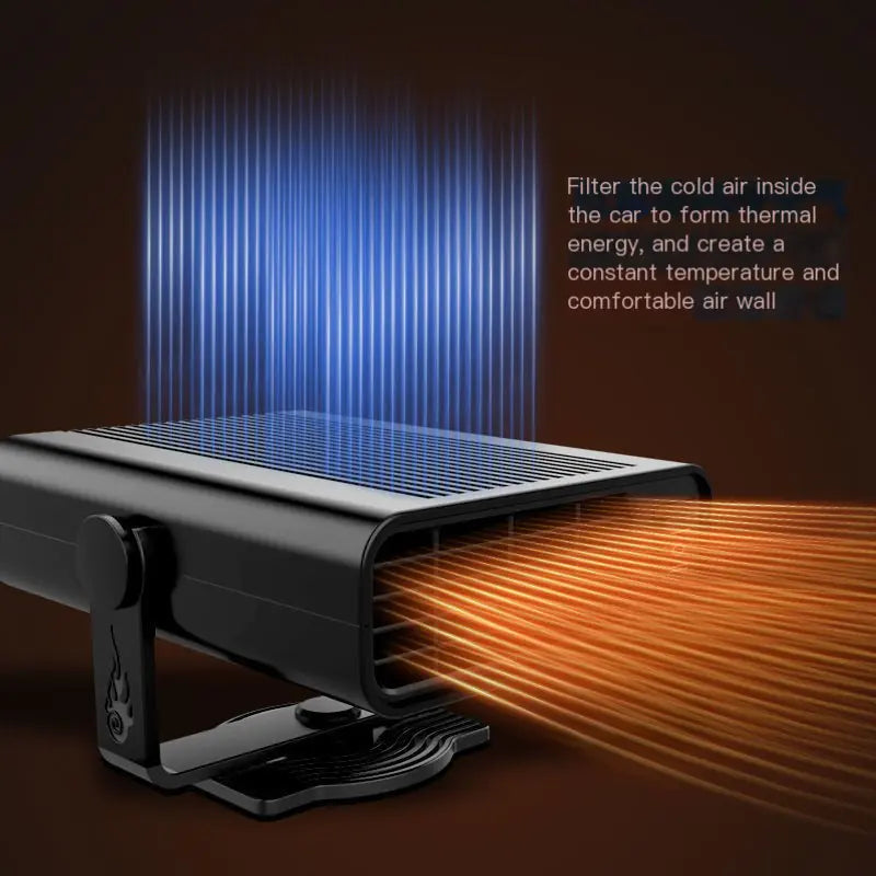 Car air conditioner device with thermal energy formation on a dark background