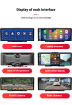 Display of each interface of a 10.26-inch large screen device with various screens and camera views.