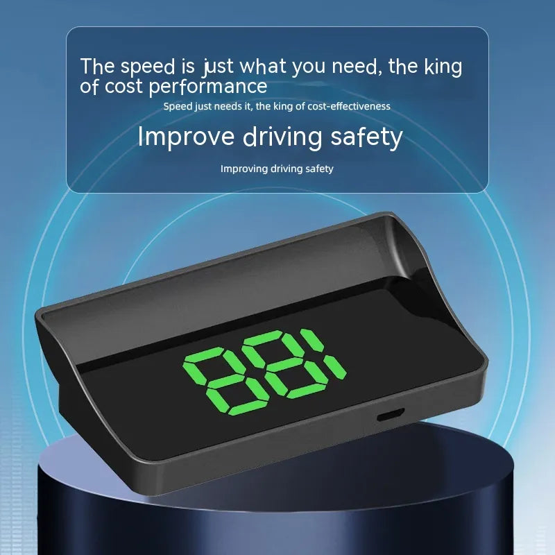 Digital speedometer with green display.