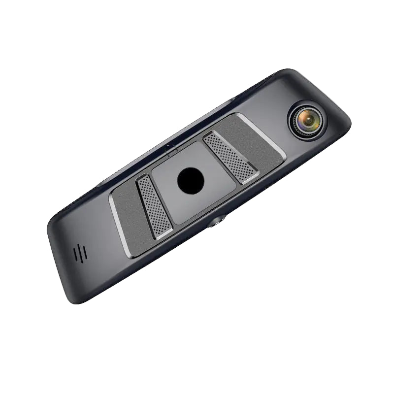 Black electronic device with camera lens.