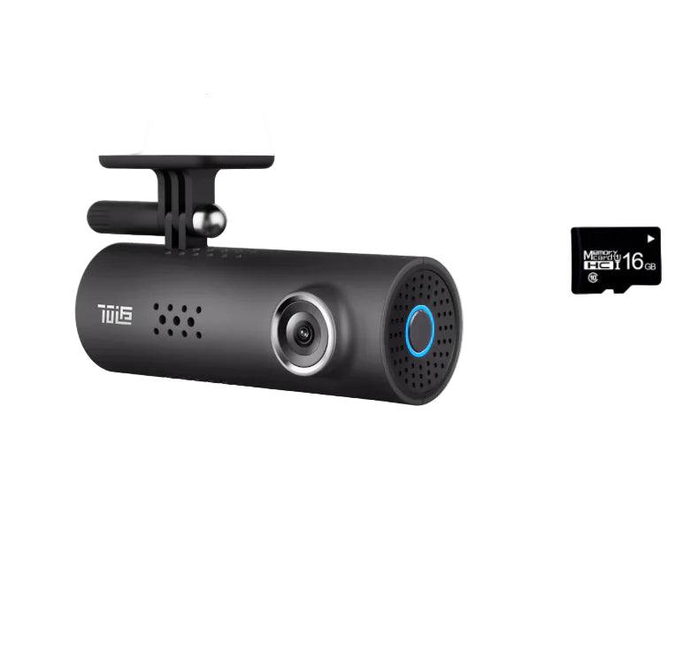Car dashboard camera with a microSD card.